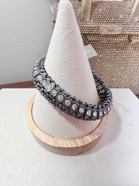 Chico's | Gunmetal-Grey & Crystal Stretch Bracelet | NWT